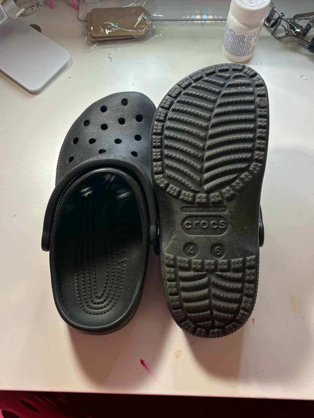 Girls Black Crocs Slides